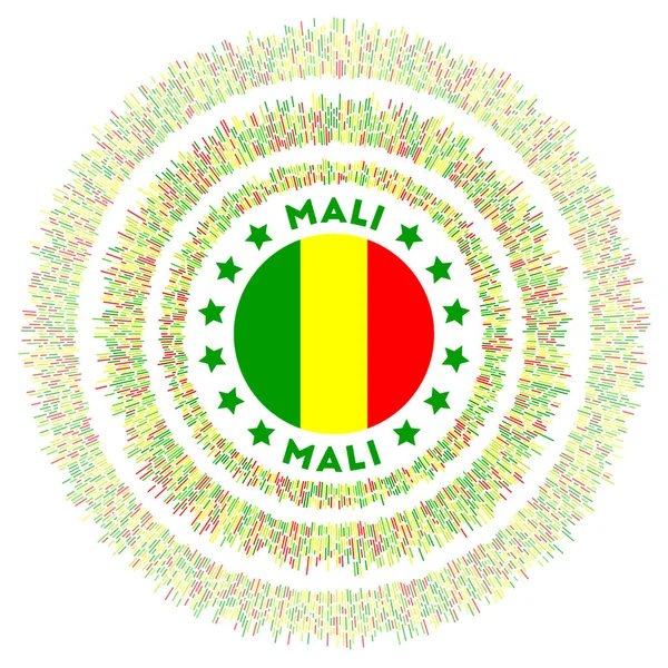 Mali symbol strålande land flagga med färgglada strålar skimrande solbränna med Mali flagga vacker — Stock vektor
