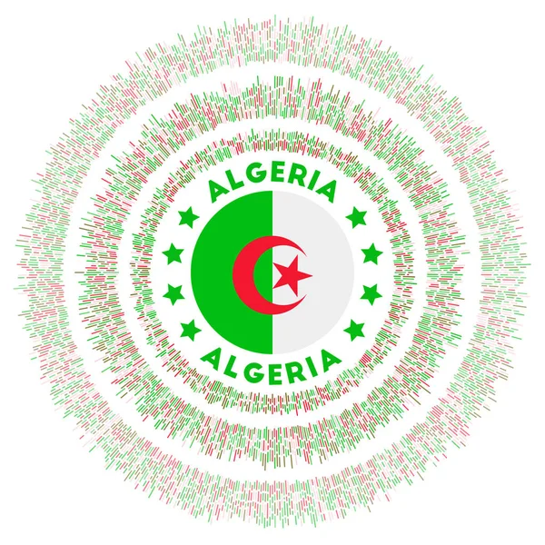 Algeriet symbol Strålande land flagga med färgglada strålar Glänsande solbränna med Algeriet flagga Strålande — Stock vektor