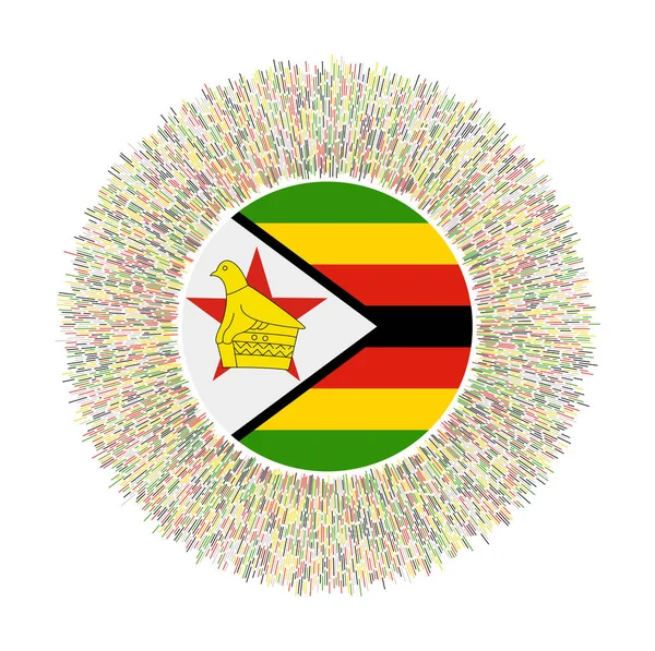 Flag of Zimbabwe with colorful rays Radiant country sign Shiny sunburst with Zimbabwe flag — 스톡 벡터