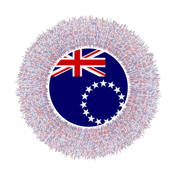 Vlag van de Cookeilanden met kleurrijke stralen Stralend landteken Glanzende zonneschijn met Cookeilanden — Stockvector