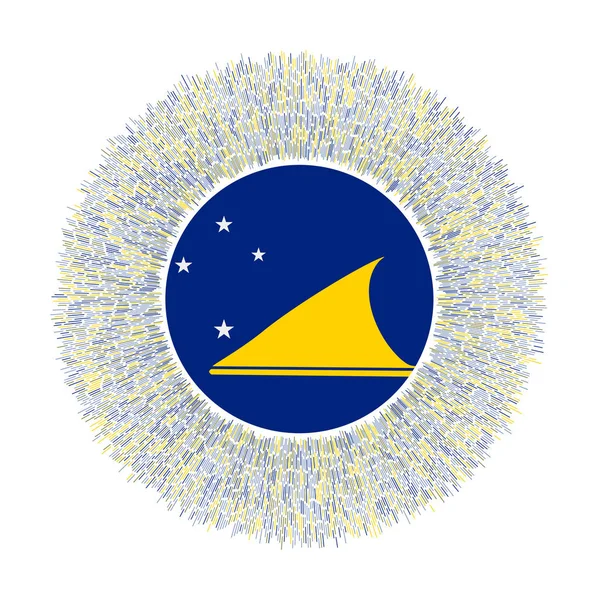 Vlag van Tokelau met kleurrijke stralen Stralend landteken Glanzende zonsopgang met Tokelau vlag Modern — Stockvector