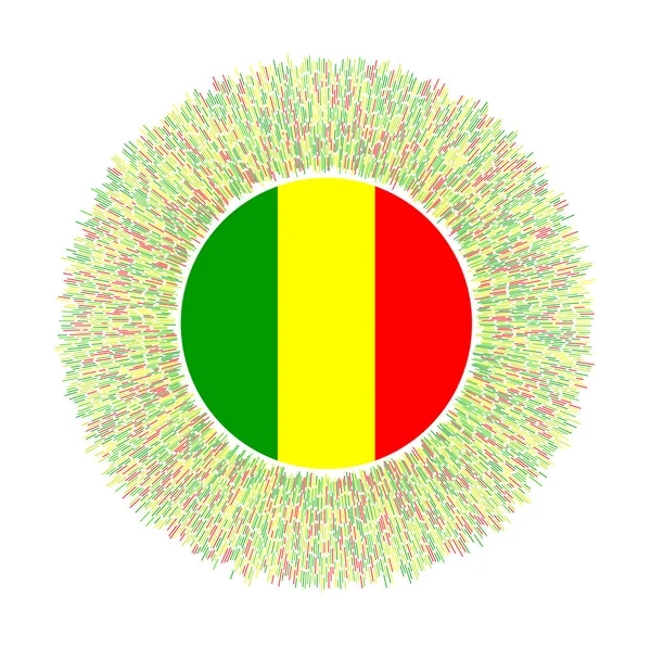 Bandeira do Mali com raios coloridos Sinal de país radiante Sunburst brilhante com bandeira do Mali Vetor elegante —  Vetores de Stock