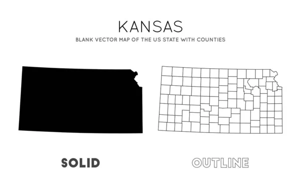 Kansas karta Blank vektor karta över oss Stat med län Gränser Kansas för din infographic — Stock vektor