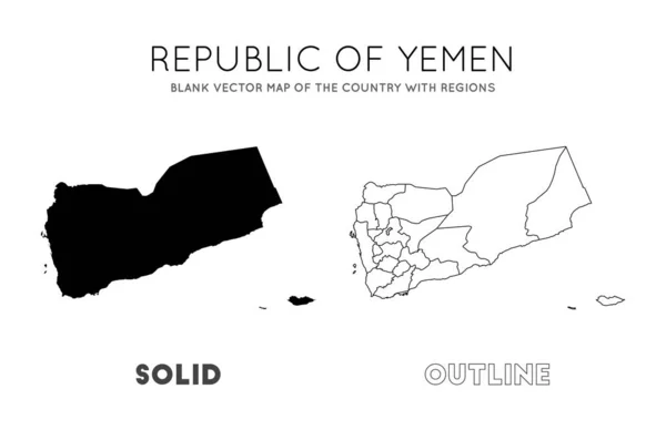 Yemen, bilgileriniz için Yemen sınırları ile birlikte ülkenin boş vektör haritasını çıkarsın. — Stok Vektör