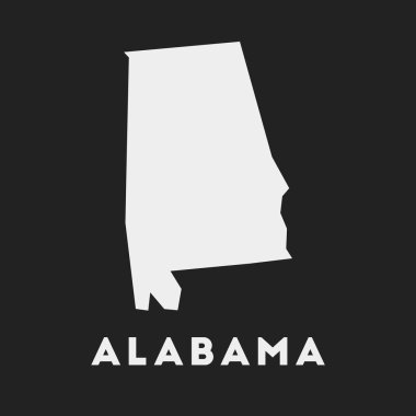 Alabama simgesi. Koyu arkaplan üzerinde ABD eyalet haritası. Tarzlı Alabama haritası.