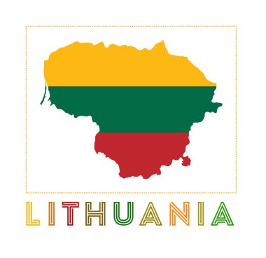 Litvanya Logo Haritası Ülke adı ve bayrak Muhteşem vektör illüstrasyonu