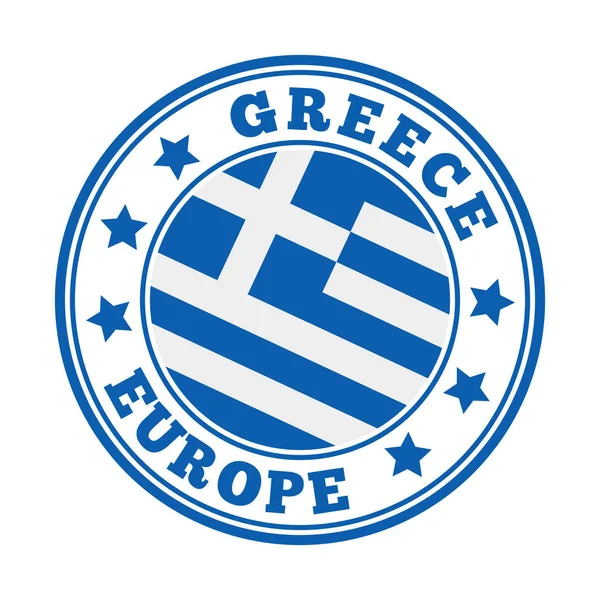 Assinatura da Grécia Logotipo do país redondo com bandeira da Grécia Ilustração vetorial —  Vetores de Stock