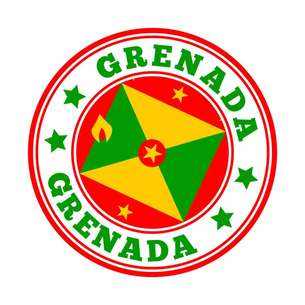 グレナダの看板グレナダベクトルイラストのフラグとラウンドカントリーロゴ — ストックベクタ
