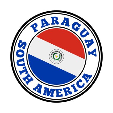 Paraguay, Paraguay Vektör illüstrasyonunun bayrağıyla yuvarlak ülke logosunu imzaladı