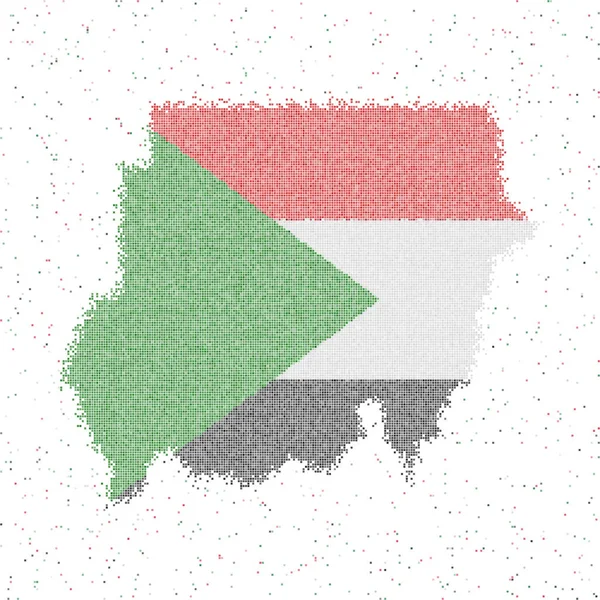 Kaart van Soedan Mozaïek stijl kaart met vlag van Soedan Vector illustratie — Stockvector