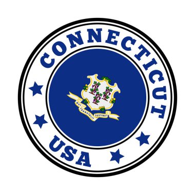 Connecticut eyaleti logosunda Connecticut Vektör illüstrasyonunun bayrağı var.