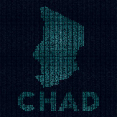 Çad teknoloji haritası ülke adı Çekici olan Çad 'ın dijital stil siber haritası ülke sembolü
