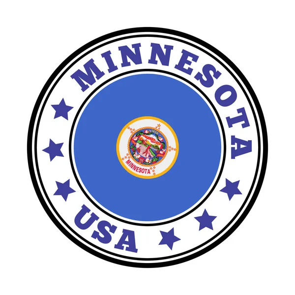 Minnesota segno Round us stato logo con la bandiera di Minnesota Vector illustrazione — Vettoriale Stock