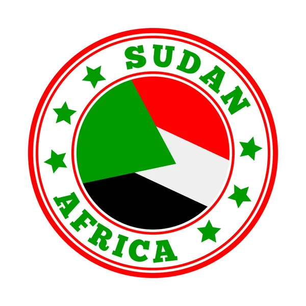 Sudan tecken Runt land logotyp med flagga Sudan vektor illustration — Stock vektor