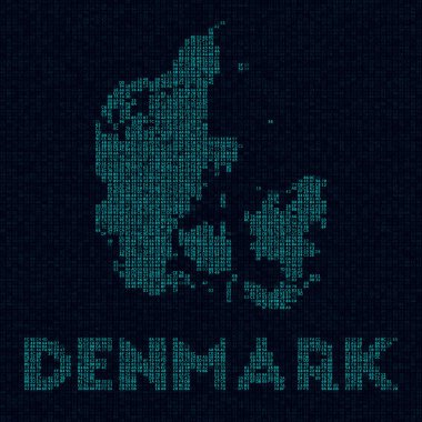 Danimarka 'nın dijital stil siber haritasında ülke adına sahip Danimarka teknoloji haritası ülke sembolü