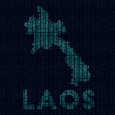 Laos teknoloji haritası Ülke sembolü ülke adı Muhteşem vektörü ile Laos 'un dijital stil siber haritası