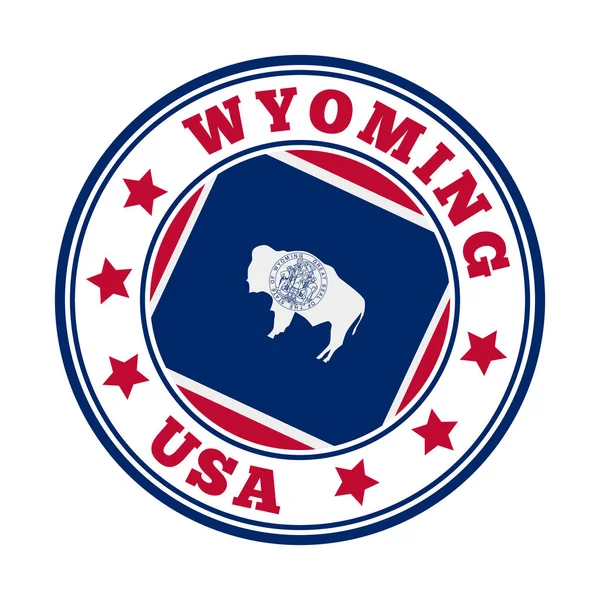 Wyoming sign Round us state logo with flag of Wyoming Vector illustration — Stock Vector