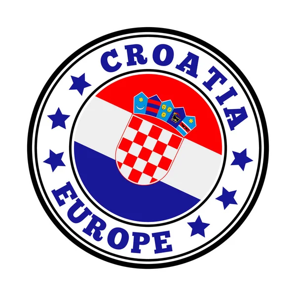 Kroatien tegn Rundt land logo med flag Kroatien vektor illustration – Stock-vektor
