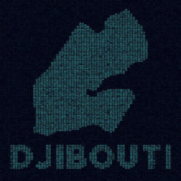 Djibouti tech map Country symbol in digital style Cyber map of Djibouti with country name