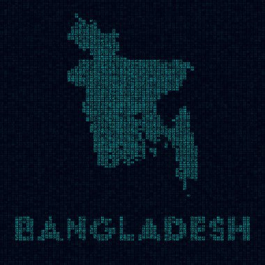 Bangladesh tech map Country symbol in digital style Cyber map of Bangladesh with country name