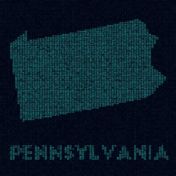 宾夕法尼亚技术地图我们州的象征在数字风格的网络图宾夕法尼亚与我们的州 — 图库矢量图片
