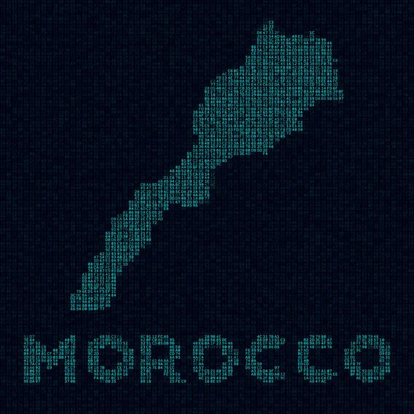 Marokko Tech-Karte Ländersymbol im digitalen Stil Cyber-Karte von Marokko mit Ländernamen ordentlich — Stockvektor
