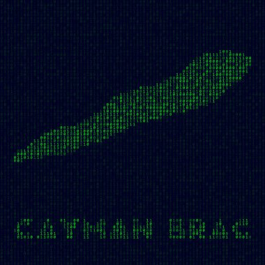 Dijital Cayman Brac logosu sembolü, Cayman Brac 'ın adalı ikili kod haritası.