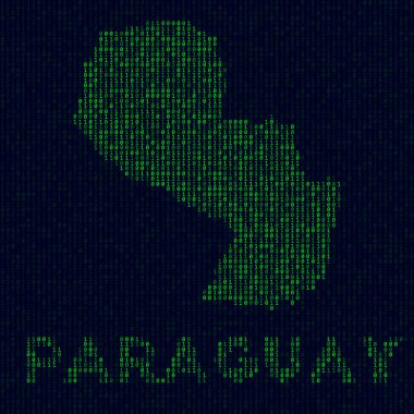 Paraguay 'ın hacker stili ikili kod haritasında Paraguay ile Paraguay logosu sembolü