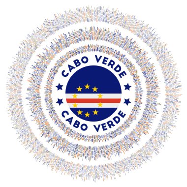 Cabo Verde sembolü. Renkli vatan bayrağı. Cabo Verde bayrağıyla parlayan güneş patlaması. Çekici vektör illüstrasyonu.