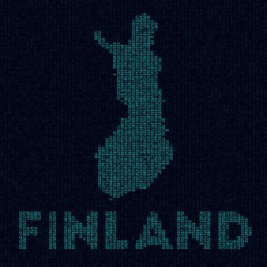 Finlandiya 'nın dijital stil siber haritasında ülke adı Zarif olan ülke sembolü