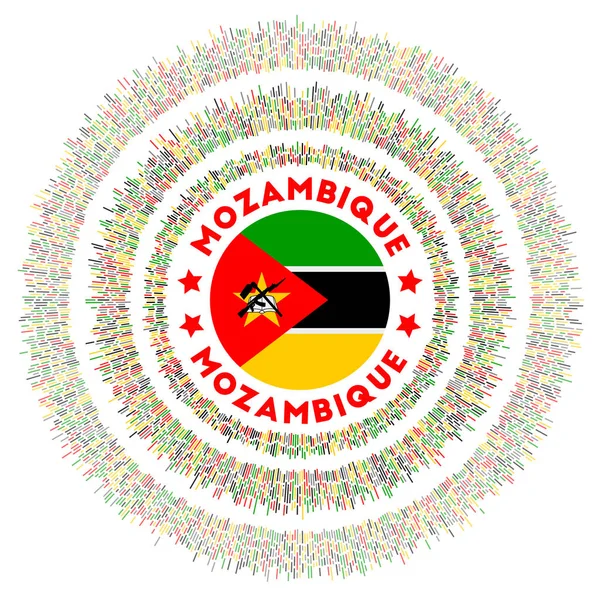Simbolo Del Mozambico Bandiera Campagna Radiosa Con Raggi Colorati Splendente — Vettoriale Stock