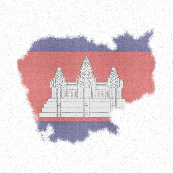 Kaart van Cambodja Mozaïek stijl kaart met vlag van Cambodja Opmerkelijke vector illustratie — Stockvector