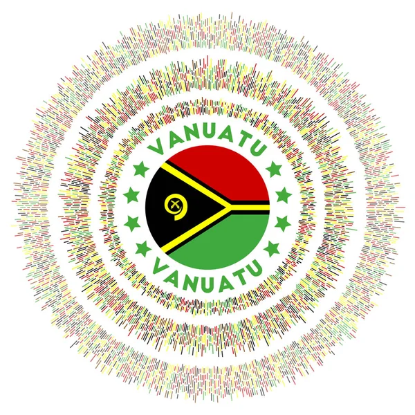 Vanuatu simbolo Radiosa bandiera di paese con raggi colorati Splendente sunburst con bandiera Vanuatu — Vettoriale Stock