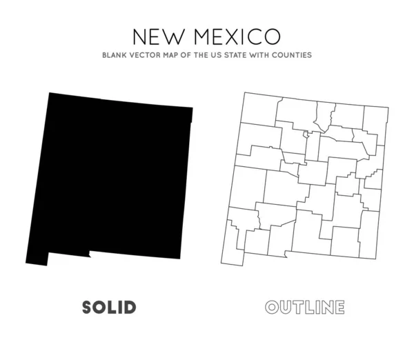 New Mexico kaart Blanco vector kaart van de VS staat met provincies Grenzen van New Mexico voor uw — Stockvector