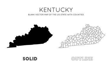 Kentucky haritası. US State 'in boş vektör haritası. Bilgi için Kentucky 'nin sınırları. Vektör illüstrasyonu.