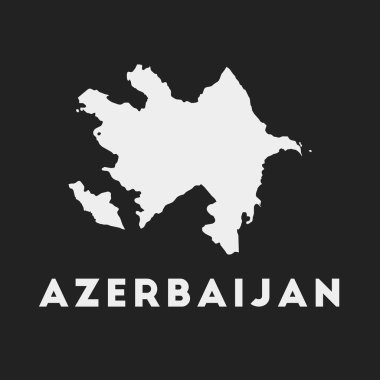 Azerbaycan ikonu. Karanlık arka plandaki ülke haritası. Azerbaycan haritası taşra adına sahip. Vektör illüstrasyonu.