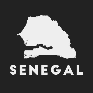 Senegal ikonu. Karanlık arka plandaki ülke haritası. Şık Senegal haritası ve ülke adı. Vektör illüstrasyonu.