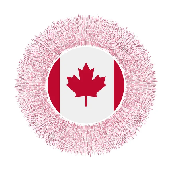 Kanadská Vlajka Barevnými Paprsky Zářivý Znak Země Lesklý Výbuch Slunce — Stockový vektor