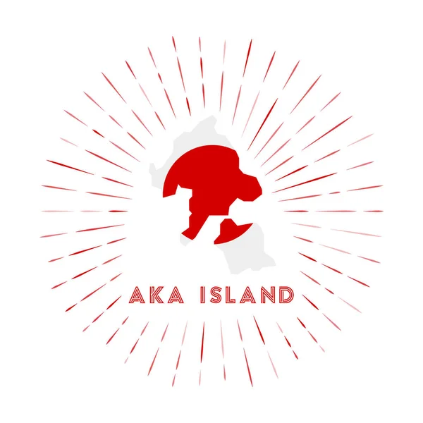 Aka Island Sunburst Badge Signo Isla Con Mapa Isla Aka — Vector de stock