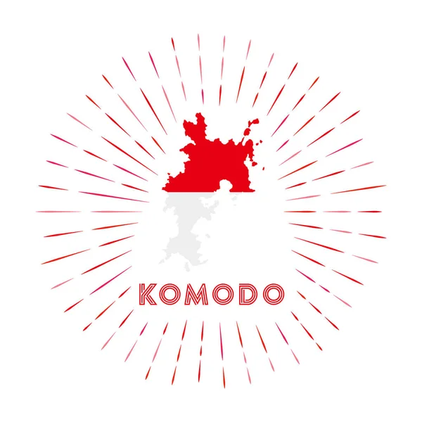 Komodo Sunburst Badge Island Sign Map Komodo Indonesian Flag Colorful — 스톡 벡터