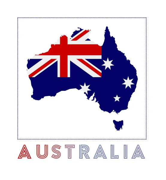澳大利亚标志 有国名和国旗的澳大利亚地图 迷人的矢量图解 — 图库矢量图片