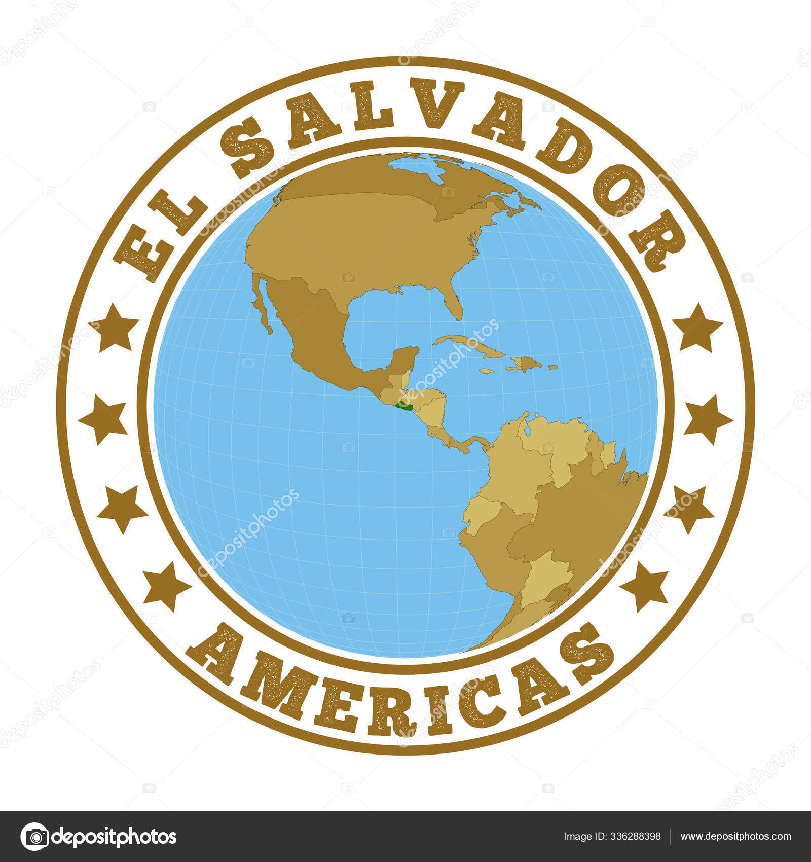 萨尔瓦多共和国标志圆环国徽和萨尔瓦多共和国世界地图图库矢量图©Eugene Ga 336288398