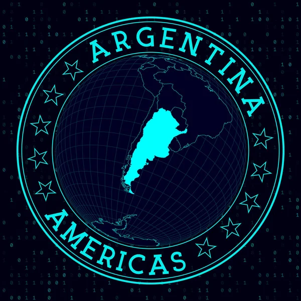Аргентинский Круглый Знак Футуристический Спутниковый Взгляд Мир Сосредоточенный Аргентине Знак — стоковый вектор