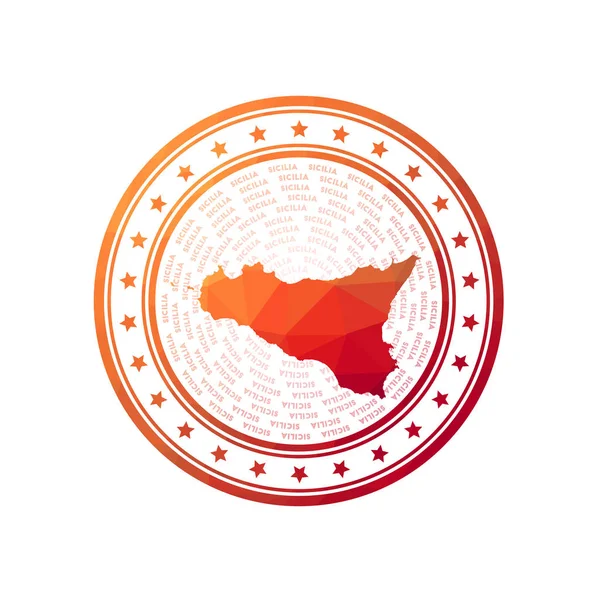 Plana baixo poli selo da Sicilia Polygonal Sicilia emblema logotipo do vetor na moda da ilha —  Vetores de Stock