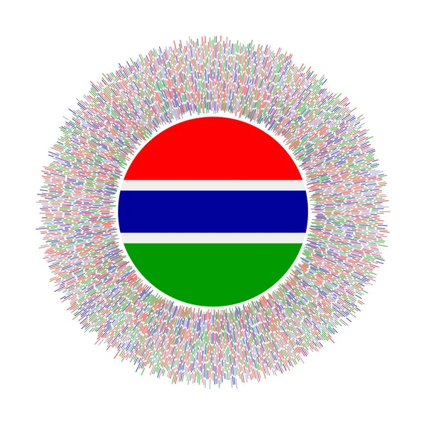 Bandiera del Gambia con raggi colorati Segno di paese radiante Raggio di sole brillante con bandiera Gambia Radiante — Vettoriale Stock