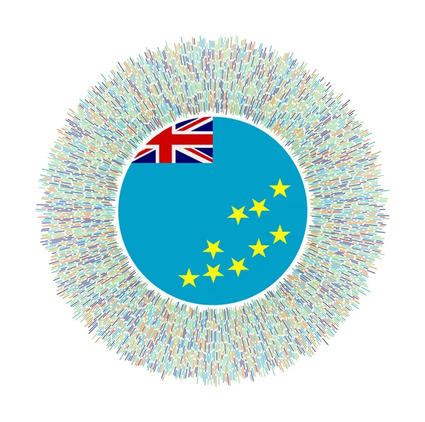 Vlajka Tuvalu s barevnými paprsky Zářící znak země Lesklý západ slunce s vlajkou Tuvalu Vibrant — Stockový vektor