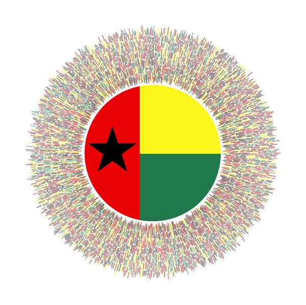 Bandeira do GuineaBissau com raios coloridos Sinal de país radiante Sunburst brilhante com GuineaBissau —  Vetores de Stock