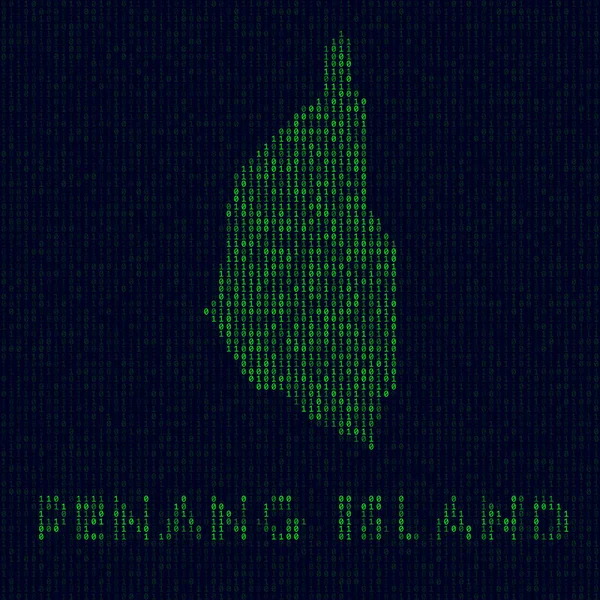 Digital Penang Island logo Island symbol v hackerském stylu binární kód mapa Penang Island s — Stockový vektor