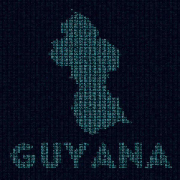 Guyana tech map Símbolo de país en estilo digital Cibermapa de Guyana con nombre de país Impresionante — Vector de stock