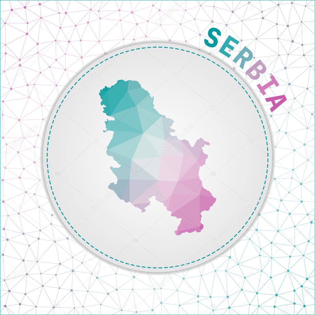 Vector polygonal Serbia map Map of the country with network mesh background Serbia illustration in